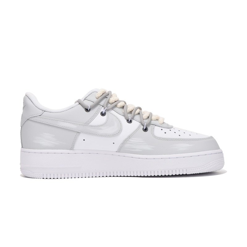 Custom Air Force 1 Shoes Gray White Paper Plane - Image 2