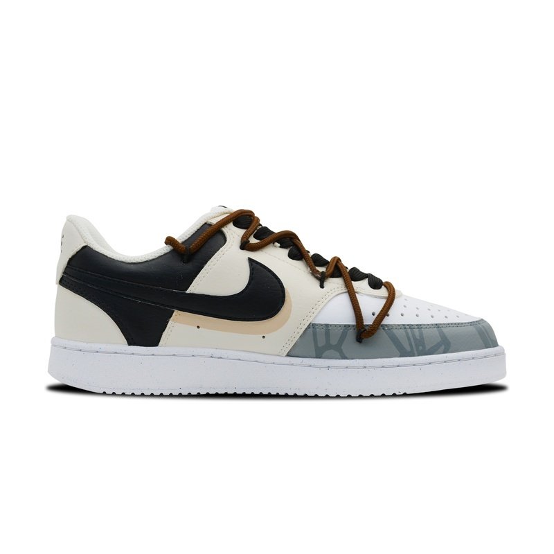 Custom Court Shoes Cream Brown Rain Drip - Image 2