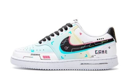 Custom Court Shoes Cyan Black Electric Pixel