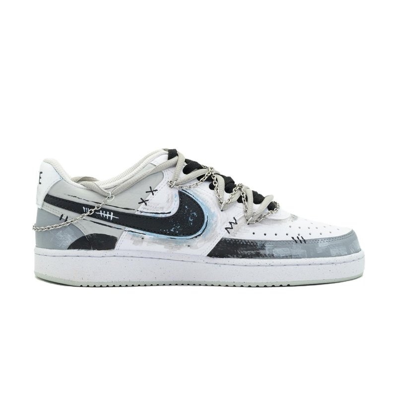 Custom Court Shoes Silver Gray Metal Beat - Image 2