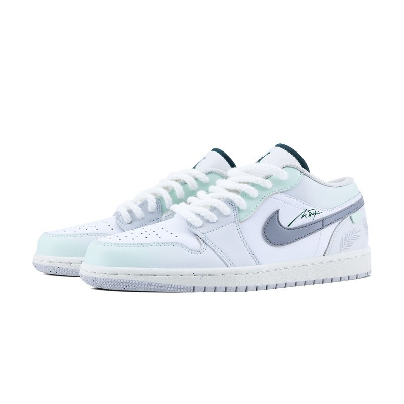 Custom Jordan Shoes White Green Mint Grove - Image 3